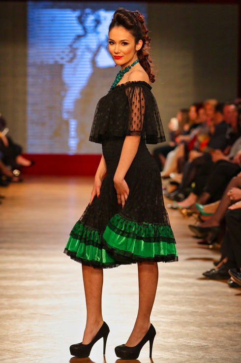 Rochie tull cu catifea T-25b